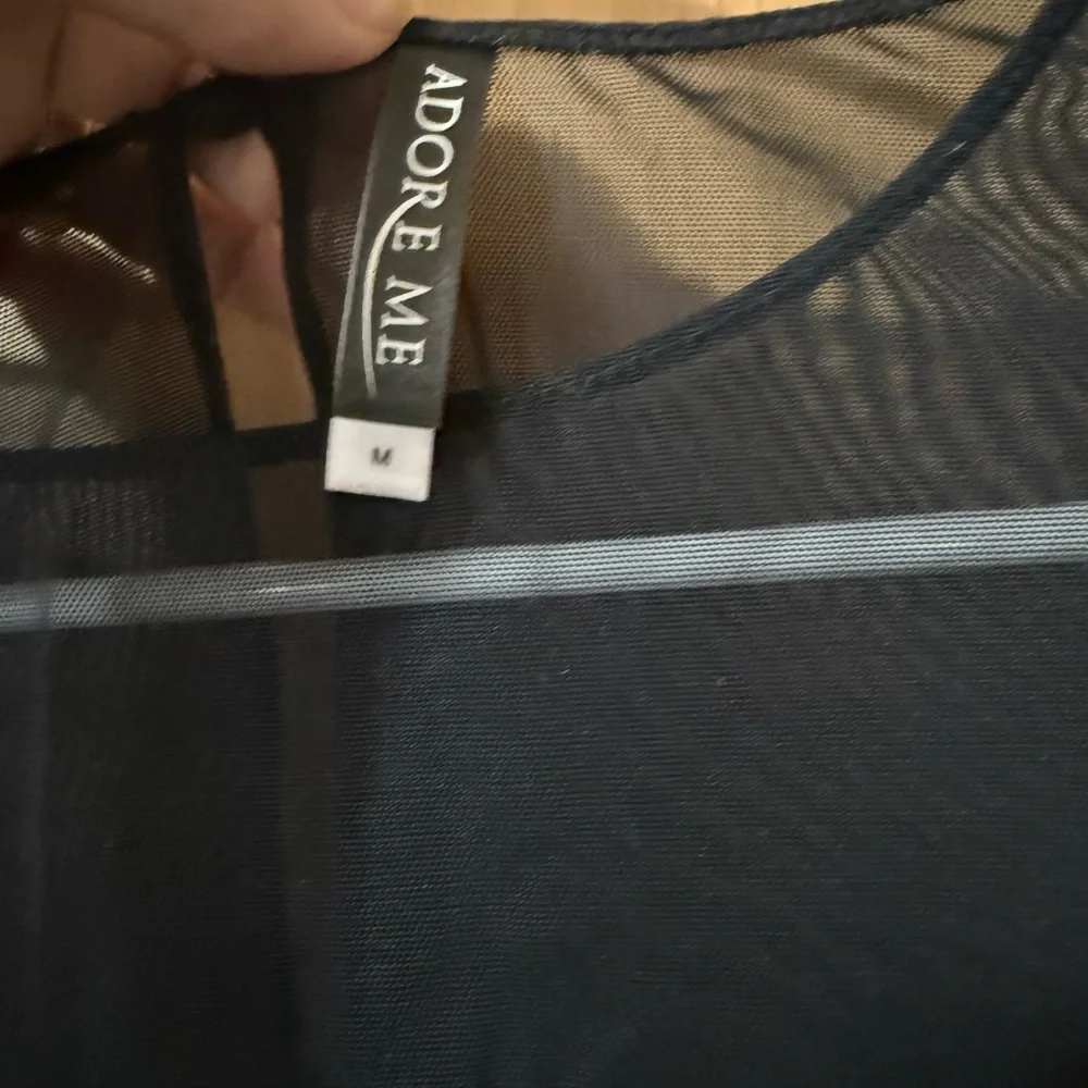 Adore Me Black Sheer Fitted Long Sleeve Bodysuit - Picture 2 of 3